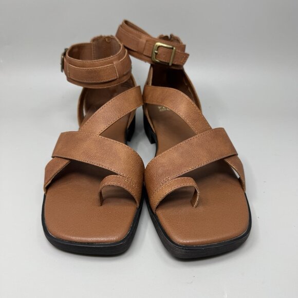 Frye And Co. Tallu Cognac Brown Back Zip Sandals Women's Size 9.5 - Picture 4 of 8